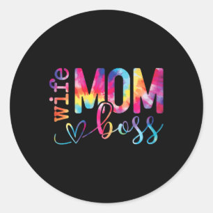 Pegatina Redonda Esposa Mamá Boss Día de la Madre gracioso