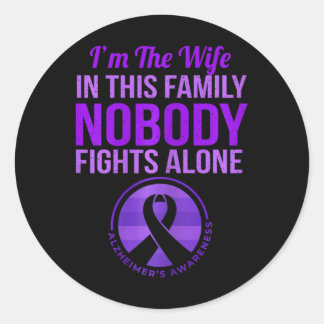 Pegatina Redonda Esposa mujer que no lucha sola contra Awa de Heime