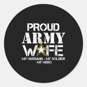Pegatina Redonda Esposa orgullosa del ejército camiseta para esposa