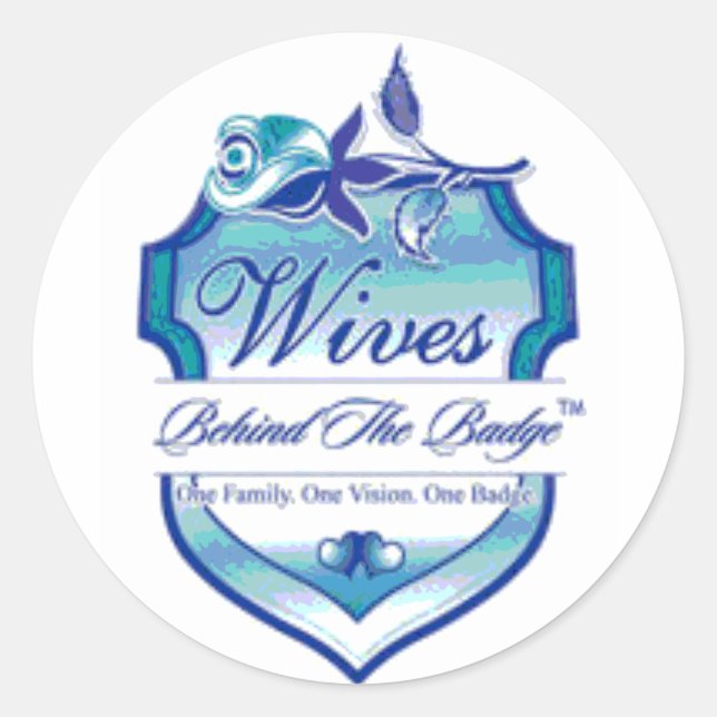 Pegatina Redonda Esposas Detrás De La Insignia (Anverso)