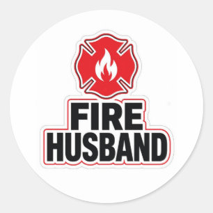 Pegatina Redonda Esposo bombero