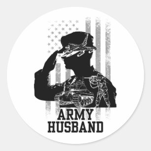 Pegatina Redonda Esposo del ejército