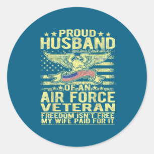Pegatina Redonda Esposo Orgulloso De La Fuerza Aérea