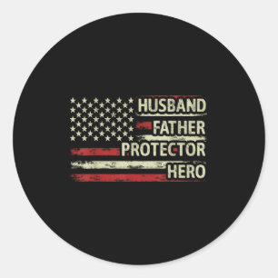 Pegatina Redonda Esposo Padre Protector Héroe Hombre