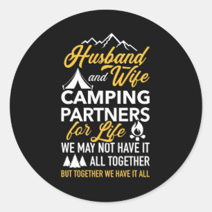 Pegatina Redonda Esposo Y Esposa Camping Partner For Life