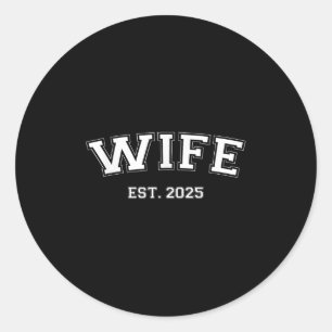 Pegatina Redonda Esposo Y Esposa Est 2025 Recién Casados Luna de Mi