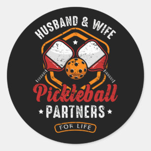 Pegatina Redonda Esposo Y Esposa Pareja Pickleball Partners Para Li