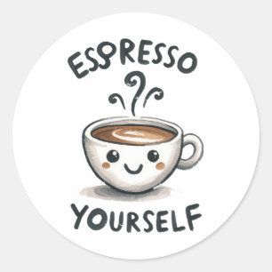 Pegatina Redonda Espresso café