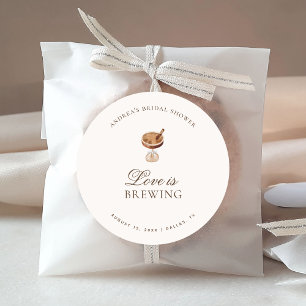 Pegatina Redonda Espresso Café Amor está en ebullición Despedida de