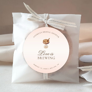 Pegatina Redonda Espresso Café Amor está en ebullición Despedida de