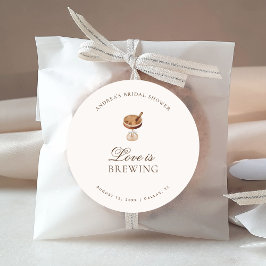 Pegatina Redonda Espresso Coffee Love is Brewing Despedida de Solte