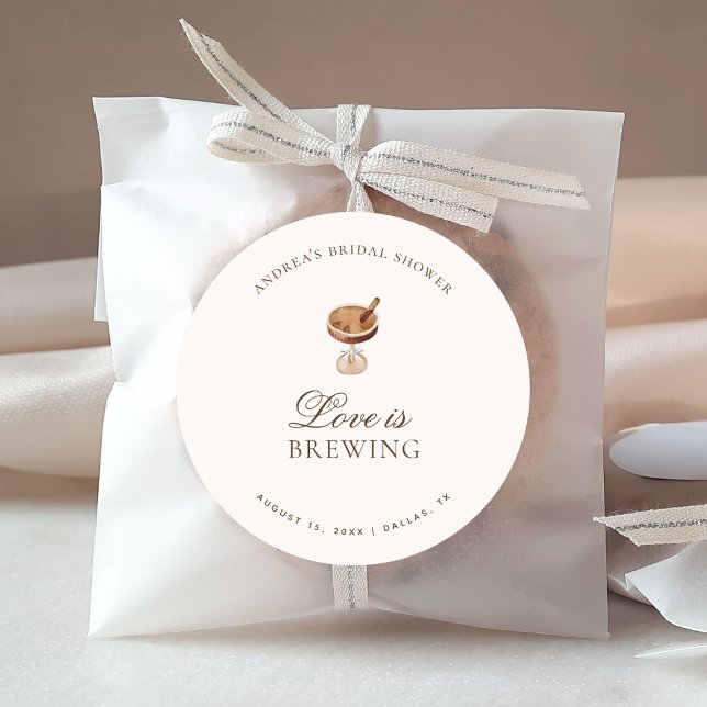 Pegatina Redonda Espresso Coffee Love is Brewing Despedida de Solte (Subido por el creador)