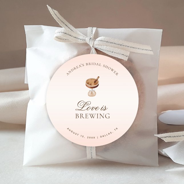 Pegatina Redonda Espresso Coffee Love is Brewing Despedida de Solte (Subido por el creador)