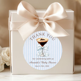Pegatina Redonda Espresso Martini Baby Shower Thank you Sticker