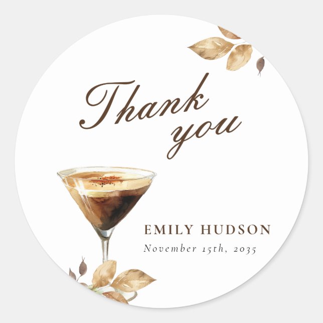 Pegatina Redonda Espresso Martini Bridal Shower (Anverso)