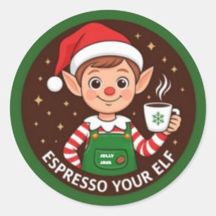 Pegatina Redonda Espresso tu elfo