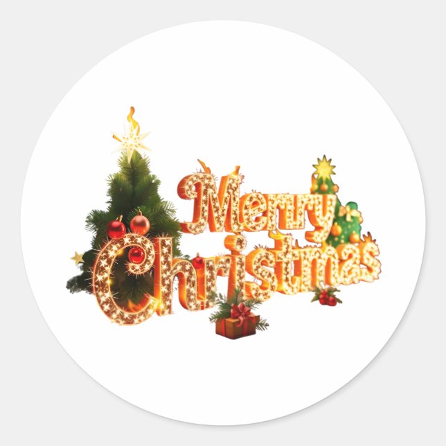 Pegatina Redonda Espuma de Navidades dorados - Árbol festivo (Anverso)
