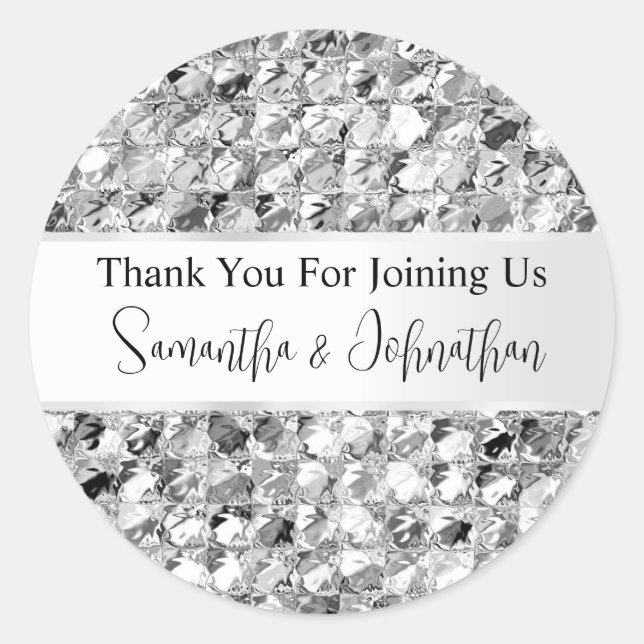 Pegatina Redonda Espumoso de plata Relieve metalizado de aluminio g (Anverso)