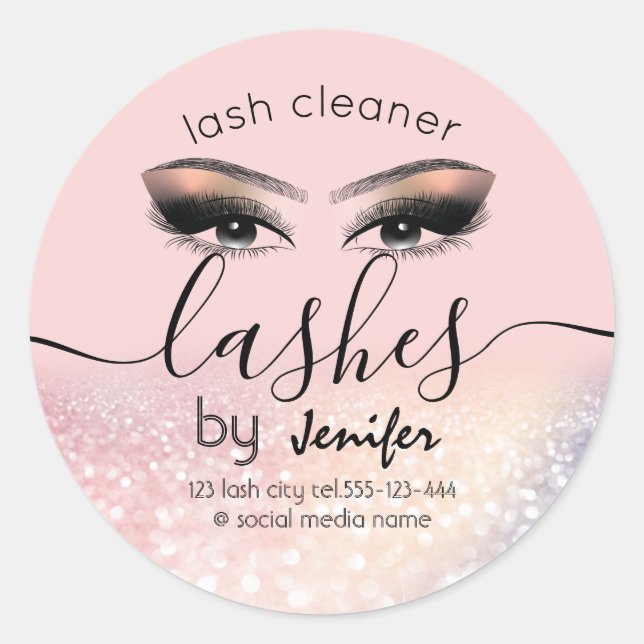 Pegatina Redonda Espumosos ojos purpurinoso de maquillaje limpiador (Anverso)