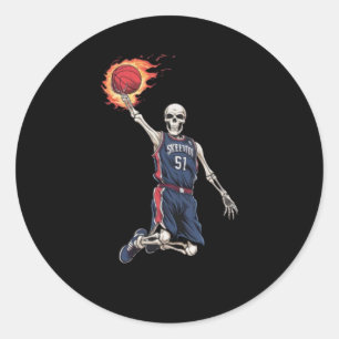 Pegatina Redonda Esqueleto de baloncesto