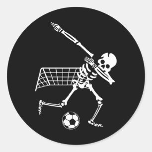 Pegatina Redonda Esqueleto de Dabbing Humor de Fútbol Regalo Divert