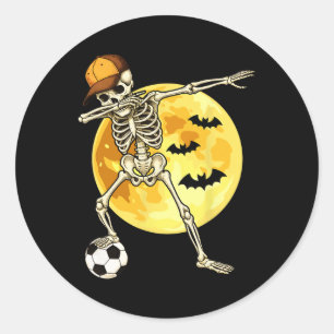 Pegatina Redonda Esqueleto de Dabbing Jugador de Fútbol Halloween L