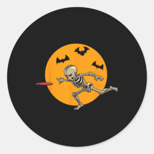 Pegatina Redonda Esqueleto de Disc Golf Halloween Hombres Disc Golf