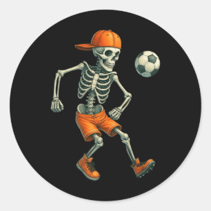 Pegatina Redonda Esqueleto de fútbol de Halloween Por Temporada Esp