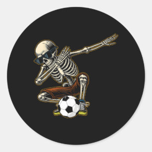 Pegatina Redonda Esqueleto de fútbol que hace Dabbing Juguador de f