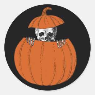 Pegatina Redonda Esqueleto de Halloween