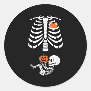 Pegatina Redonda Esqueleto de Halloween Bebé Costillar de Maternida