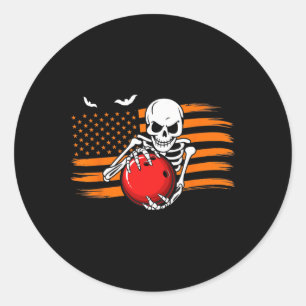 Pegatina Redonda Esqueleto de Halloween de la bandera de Estados Un