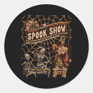 Pegatina Redonda Esqueleto de Halloween Retro Monstruo del Horror M