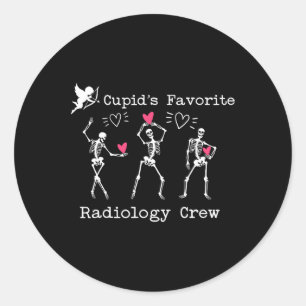 Pegatina Redonda Esqueleto de la tripulación radiológica favorita d