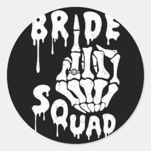Pegatina Redonda Esqueleto de Mano de Cuadrilla de Novia Divertido 
