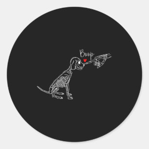Pegatina Redonda Esqueleto de Perro Boop Perro Divertido Halloween 
