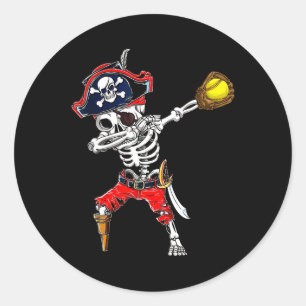Pegatina Redonda Esqueleto de pirata haciendo dabbing y Halloween C