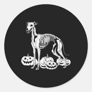 Pegatina Redonda Esqueleto de Whippet Cumpleaños Halloween Perro Ho