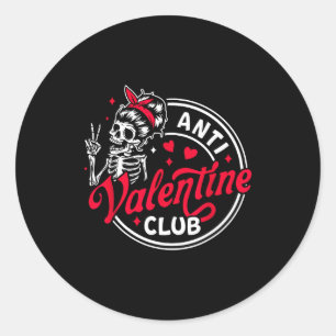 Pegatina Redonda Esqueleto del corazón del día anti San Valentín di