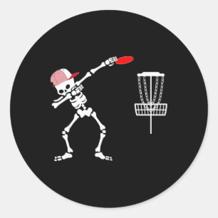 Pegatina Redonda Esqueleto haciendo Dab con sombrero jugador de Dis