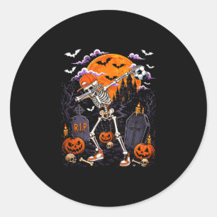 Pegatina Redonda Esqueleto haciendo dabbing disfraz de Halloween ju