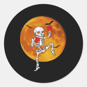 Pegatina Redonda Esqueleto Muay Thai Halloween Kickboxing Mma 