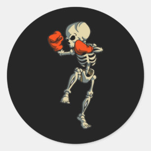 Pegatina Redonda Esqueleto Muay Thai Halloween Kickboxing Mma Lucha