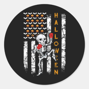 Pegatina Redonda Esqueleto Muay Thai Halloween Kickboxing Mma Us Fl