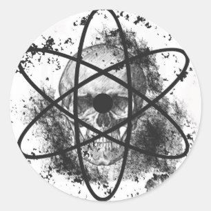 Pegatina Redonda "Esqueleto nuclear anti " *