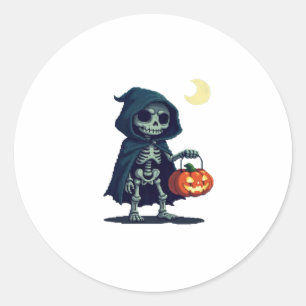 Pegatina Redonda esqueleto oculto de halloween
