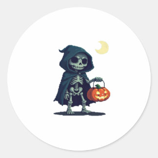 Pegatina Redonda esqueleto oculto de halloween