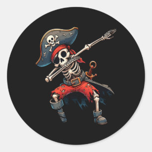 Pegatina Redonda Esqueleto Pirata Niños Dabbing 