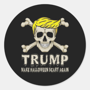 Pegatina Redonda Esqueleto Trump Hacer Halloween Espantoso De Nuevo