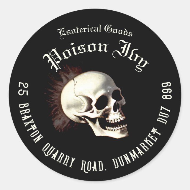 Pegatina Redonda Esqueletos bailando la muerte negra Halloween (Anverso)